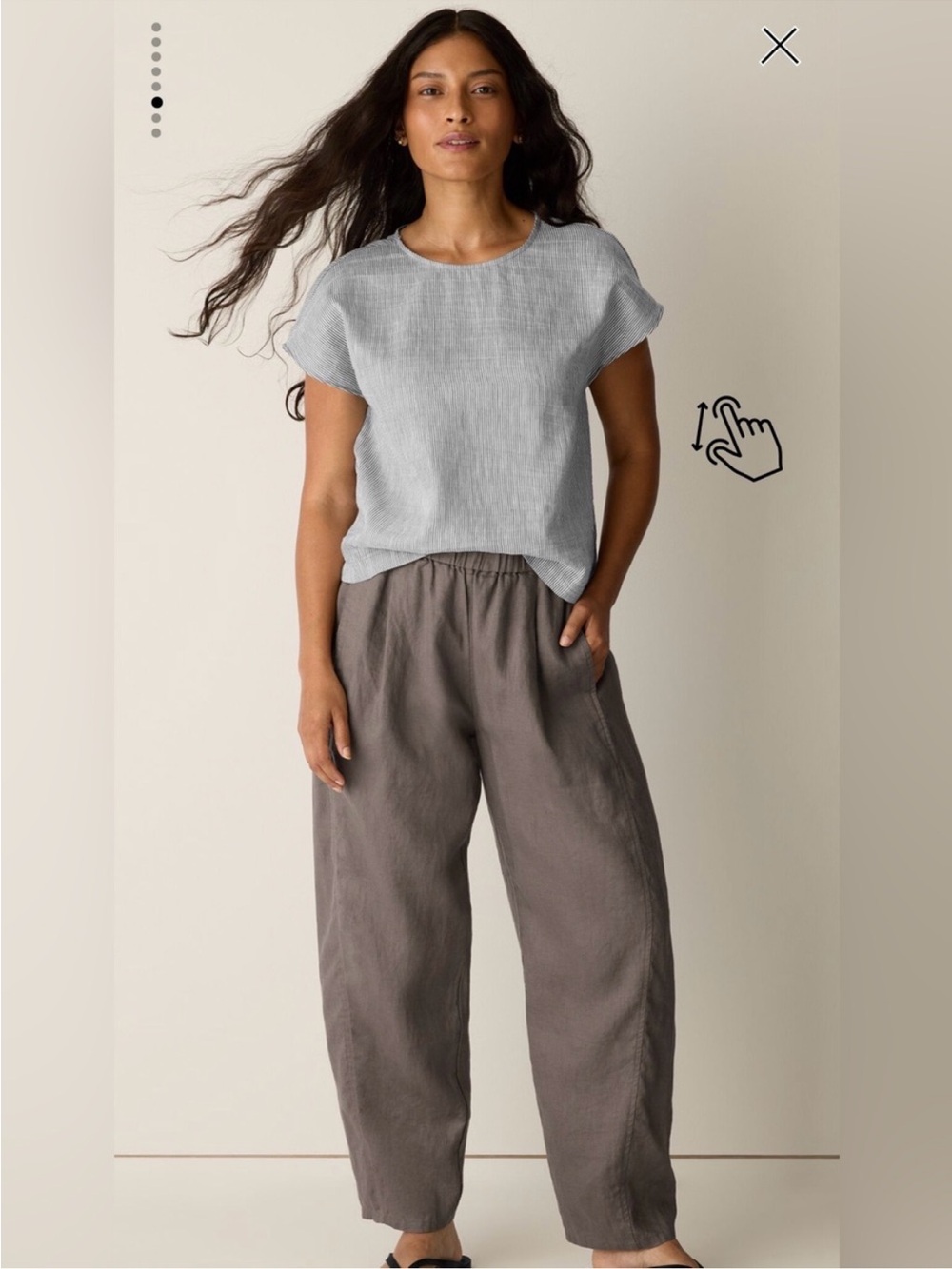 Eileen Fisher Organic Linen Pleated Lantern Pant in Taupe/Cocoa L